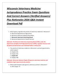 Wisconsin Veterinary Medicine Jurisprudence Practice Exam Questions And Correct Answers