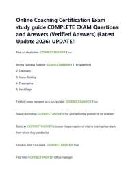 Online Coaching Certification Exam study guide COMPLETE EXAM Questions and Answers (Veri