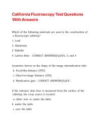 California Fluoroscopy Test Questions With Answers