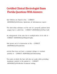 Certified Clinical Electrologist Exam Florida Questions With Answers