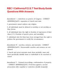 RBC 1 California P.O.S.T Test Study Guide Questions With Answers