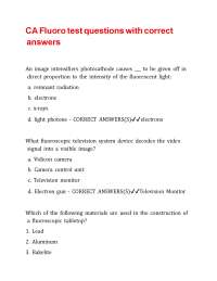 CA Fluoro test questions with correct answers