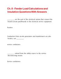 Ch. 8 - Feeder Load Calculations and Insulation Questions With Answers.