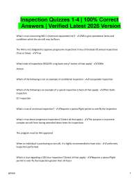 Inspection Quizzes 1-4 100% Correct Answers | Verified Latest 2026/2027 Version