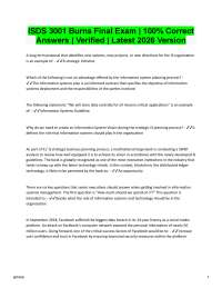 ISDS 3001 Burns Final Exam 100% Correct Answers | Verified Latest 2026/2027 Version