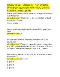 WOBC 150U - Module A - Non-Organic UAS Exam Questions with 100% Correct Answers Latest Upd