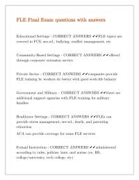 FLE Final Exam questions with answers