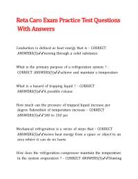 Reta Caro Exam Practice Test Questions With Answers