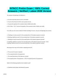 INTACC Prelim Exam 100% Correct Answers | Verified Latest 2026/2027 Version