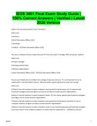 ISDS 3001 Final Exam 100% Correct Answers | Verified Latest 2026/2027 Version