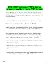 ISDS 3001 Final Exam 100% Correct Answers | Verified Latest 2026/2027 Version
