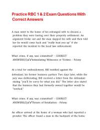 Practice RBC 1 & 2 Exam Questions With Correct Answers
