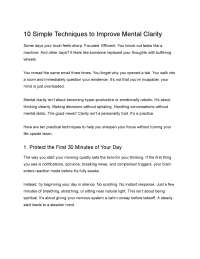 10 Simple Techniques to Improve Mental Clarity