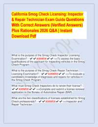 California Smog Check Licensing: Inspector & Repair Technician Exam Guide Questions With