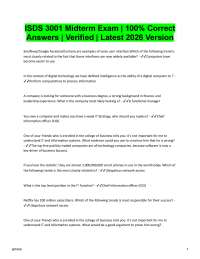 ISDS 3001 Midterm Exam 100% Correct Answers | Verified Latest 2026/2027 Version