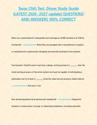 Texas CNG Test. Driver Study Guide {LATEST 2026 -2027 update} QUESTIONS AND ANSWERS 100% C