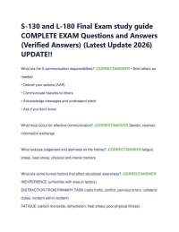 S-130 and L-180 Final Exam study guide COMPLETE EXAM Questions and Answers (Verified Ans