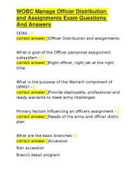 WOBC Manage Officer Distribution and Assignments Exam Questions And Answers