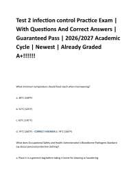 Test 2 infection control Practice Exam | With Questions And Correct Answers | Guaranteed
