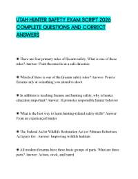 UTAH HUNTER SAFETY EXAM SCRIPT 2026 COMPLETE QUESTIONS AND CORRECT ANSWERS