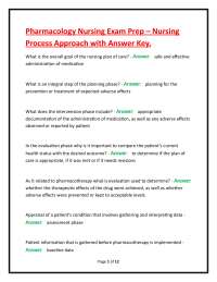 Pharmacology Nursing Exam Prep – Nursing Process Approach with Answer Key.