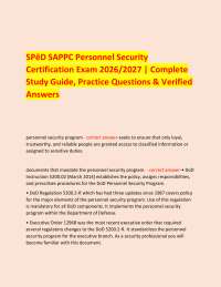 SPēD SAPPC Personnel Security Certification Exam 2026/2027 | Complete Study Guide, Pract