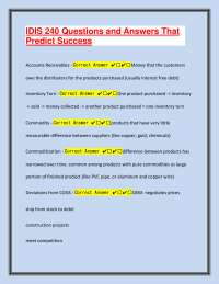 IDIS 240 Questions and Answers That Predict Success
