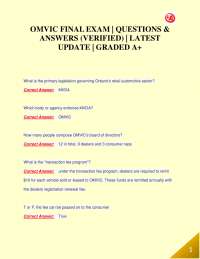 OMVIC FINAL EXAM | QUESTIONS & ANSWERS (VERIFIED) | LATEST UPDATE | GRADED A+