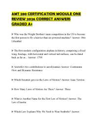 AMT 280 CERTIFICATION MODULE ONE REVIEW 2026 CORRECT ANSWERS GRADED A+