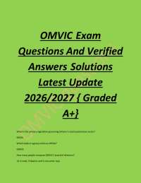 OMVIC Exam Questions And Verified Answers Solutions Latest Update 2026/2027 { Graded A+}
