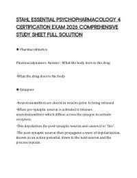 STAHL ESSENTIAL PSYCHOPHARMACOLOGY 4 CERTIFICATION EXAM 2026 COMPREHENSIVE STUDY SHEET FUL