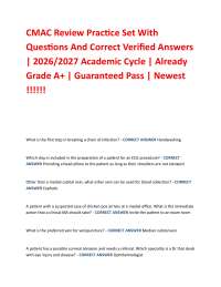 CMAC Review Practice Set With Questions And Correct Verified Answers | 2026/2027 Academi