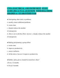 CWEA ELECTRICAL AND INSTRUMENT STUDY GUIDE 2026 ACTUAL QUESTIONS WITH SOLUTIONS GRADED A+