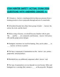 UTAH HUNTER SAFETY ACTUAL EXAM 2026 QUESTIONS WITH ANSWERS GRADED A+
