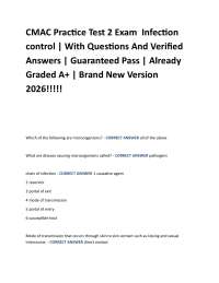 CMAC Practice Test 2 Exam Infection control | With Questions And Verified Answers | Gua