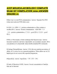 ASCP MOLECULAR BIOLOGY COMPLETE EXAM SET COMPILATION 2026 ANSWERS GRADED A+
