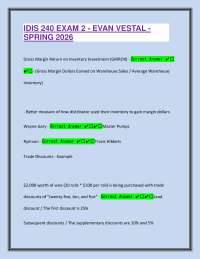 IDIS 240 EXAM 2 - EVAN VESTAL - SPRING 2026 QUESTIONS AND SOLUTIONS