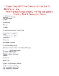 1 Exam Prep NASCLA Contractor's Guide To Business, Law, And Project Management, Florida 1s