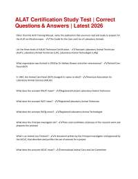ALAT Certification Study Test | Correct Questions & Answers | Latest 2026