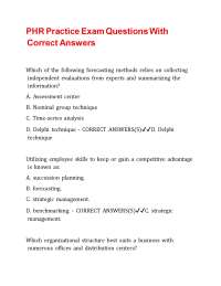 PHR Practice Exam Questions With Correct Answers