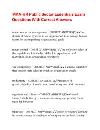 IPMA-HR Public Sector Essentials Exam Questions With Correct Answers ,