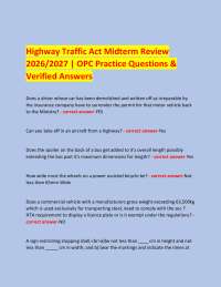 Highway Traffic Act Midterm Review 2026/2027 | OPC Practice Questions & Verified Answers