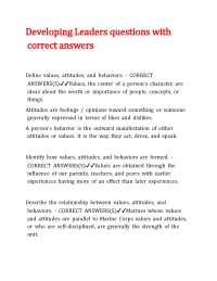 Developing Leaders questions with correct answers