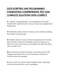 D278 SCRIPTING AND PROGRAMMING FOUNDATIONS COMPREHENSIVE TEST 2026 COMPLETE SOLUTIONS 100%