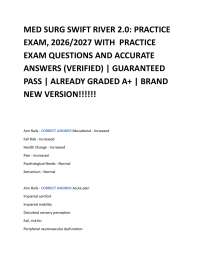MED SURG SWIFT RIVER 2.0: PRACTICE EXAM, 2026/2027 WITH PRACTICE EXAM QUESTIONS AND ACC