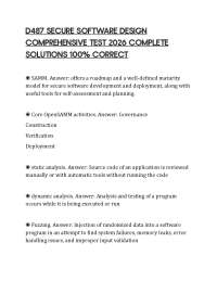D487 SECURE SOFTWARE DESIGN COMPREHENSIVE TEST 2026 COMPLETE SOLUTIONS 100% CORRECT