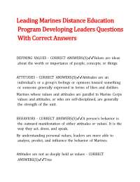Leading Marines Distance Education Program Developing Leaders Questions With Correct Answe