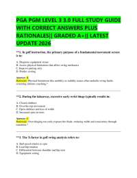 PGA PGM LEVEL 3 3.0 FULL STUDY GUIDE WITH CORRECT ANSWERS PLUS RATIONALES|| GRADED A+||