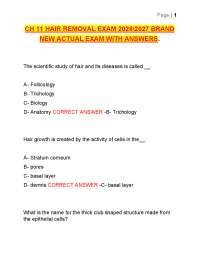 CH 11 HAIR REMOVAL EXAM 2026\2027 BRAND NEW ACTUAL EXAM WITH ANSWERS.