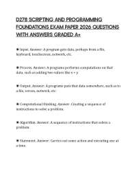 D278 SCRIPTING AND PROGRAMMING FOUNDATIONS EXAM PAPER 2026 QUESTIONS WITH ANSWERS GRADED A